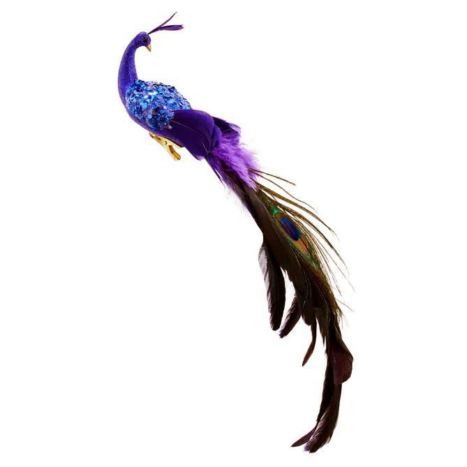 Feather Clip Peacock Ornament - D3886