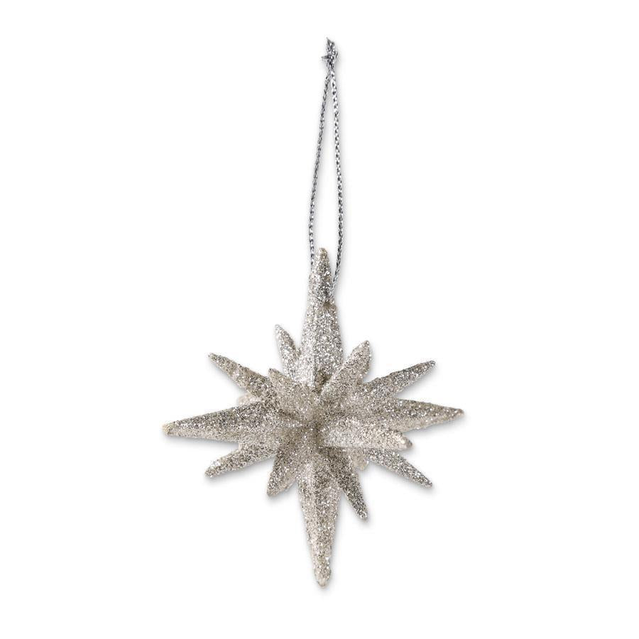 2.5-Inch Silver Glittered 9-Point Star Ornament