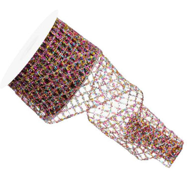 2.75" Rainbow Tinsel Mesh Ribbon - 10 Yard