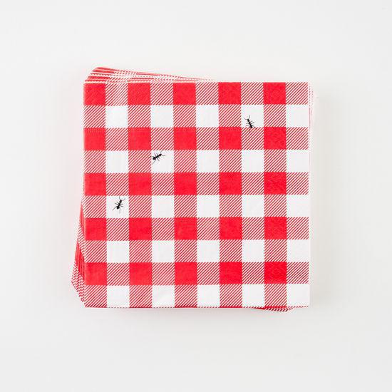20-pack of 6.5" Red Gingham Paper Napkins