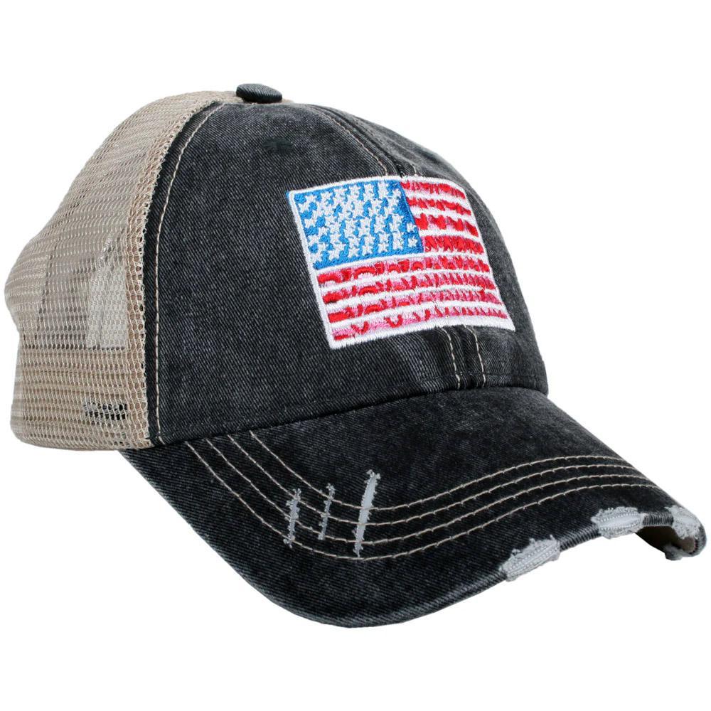 American Flag Trucker Hat - Patriotic Vintage Style