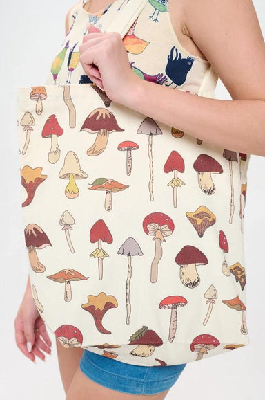 Brown Mushroom Print Tote Bag | Eco-Friendly & Stylish