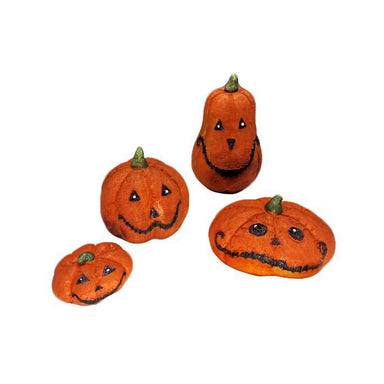 Charming Little Stitched Pumpkins with Faces – Resin Decor