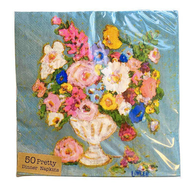 Dinner Paper Napkins with Flowers | 6-1/2" Square | Multi Color | Pack of 50