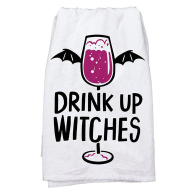 Drink Up Witches Bat Wing Kitchen Towel – Fun Halloween Decor