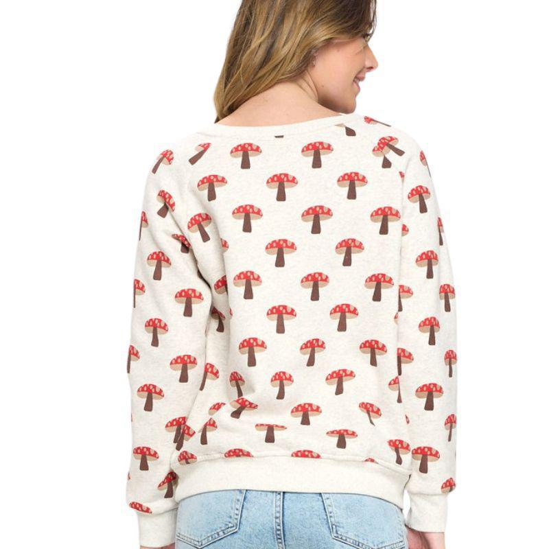 Funky & Cozy All-Over Mushroom Print Sweatshirt