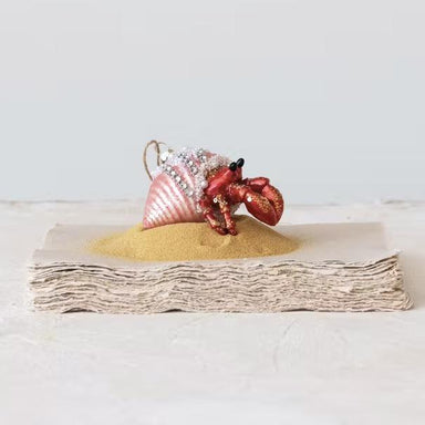 Glass Hermit Crab Ornament with Glitter, Sequins & Jewels