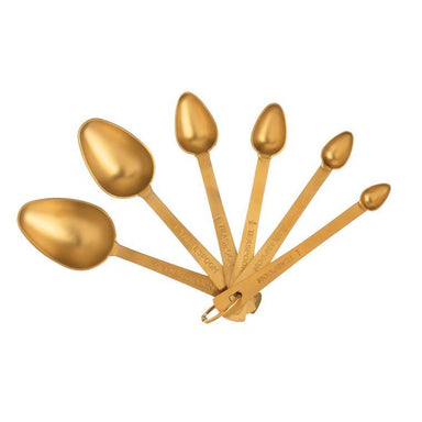 Gold Stainless Steel Measuring Spoons – Set of 6, Stylish Kitchen Essential