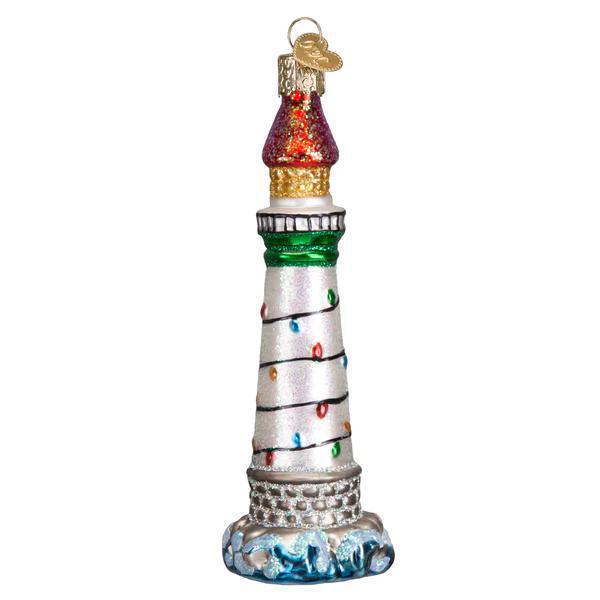 Hand-Painted Holiday Lighthouse Ornament