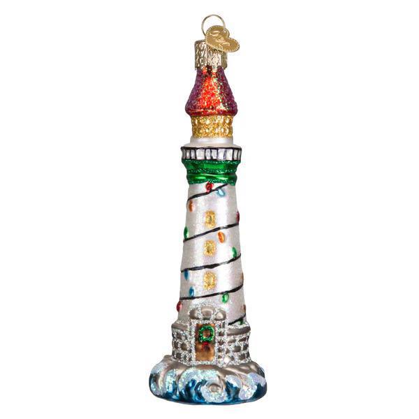 Hand-Painted Holiday Lighthouse Ornament