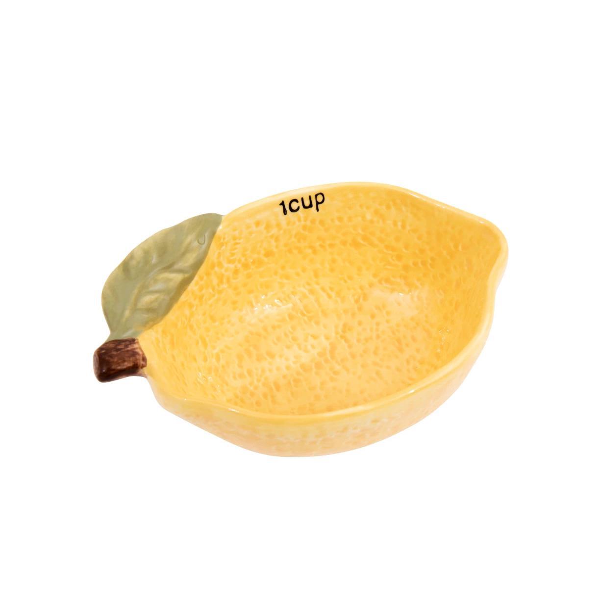 Lemon-Shaped Stoneware Measuring Cups – Set of 4