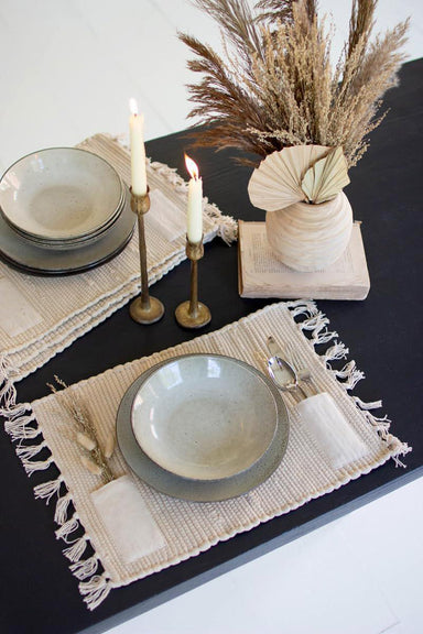 Natural Cotton Placemats with Pockets | 20"x14" | Elegant & Practical