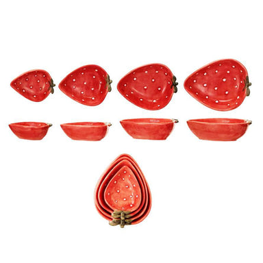 Nice Hand-Painted Strawberry Measuring Cups - Set of 4