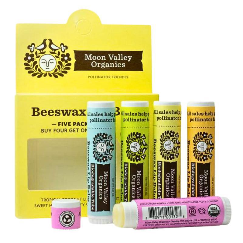 Organic Beeswax Lip Balm 5-Pack PGGS