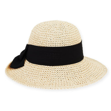 Paper Straw Hat with Chiffon Scarf Trim – Elegant & Adjustable