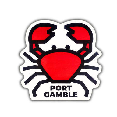 Port Gamble Red Crab Sticker - Weatherproof Vinyl, 3" x 3"