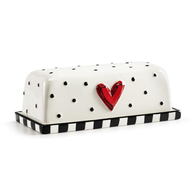 Brighten Your Table with the Fun & Whimsical Red Heart Butter Dish!