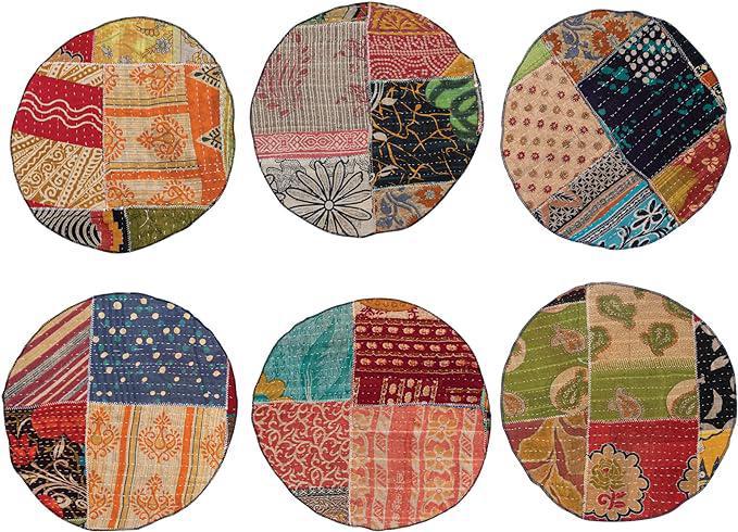 Round Cotton Patchwork Kantha Placemat 