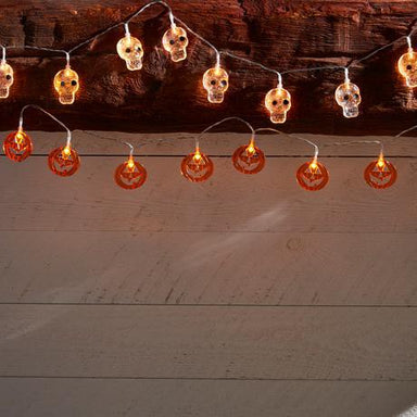 Spooky Jack-O-Lantern & Skeleton String Lights – 48” LED Decor