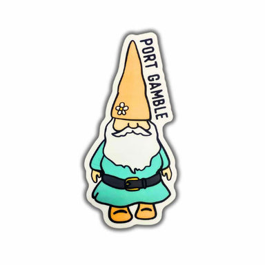 Springtime Gnome Port Gamble Sticker - 3.5" x 2"