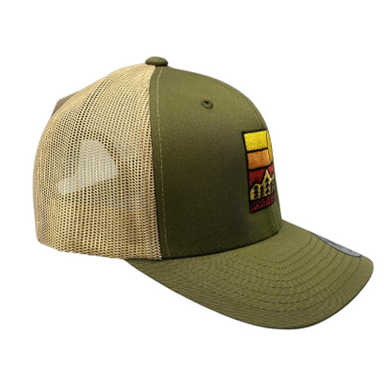 Sunset Trucker Hat - Moss/Khaki with Trees