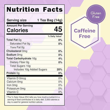 True Honey Teas Ginger Lemon Zest nutrition chart