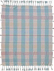 Woven Recycled Cotton Blend Plaid Throw Blanket