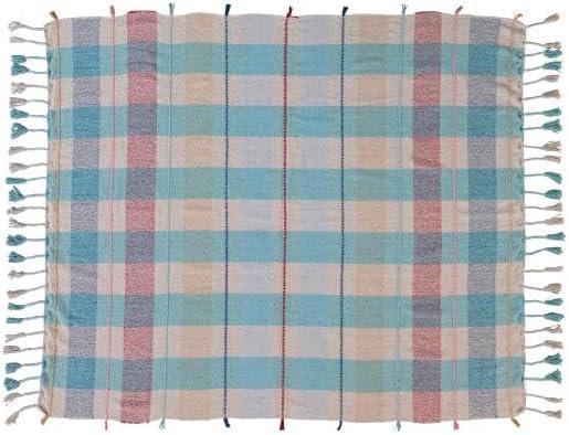 Woven Recycled Cotton Blend Plaid Throw Blanket