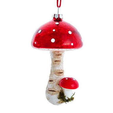 birch mushroom glass ornament