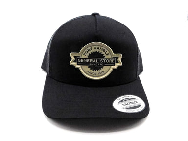 PGGS-CBT-BLK - Curved Bill Trucker Hat - Black - Port Gamble General Store & Cafe
